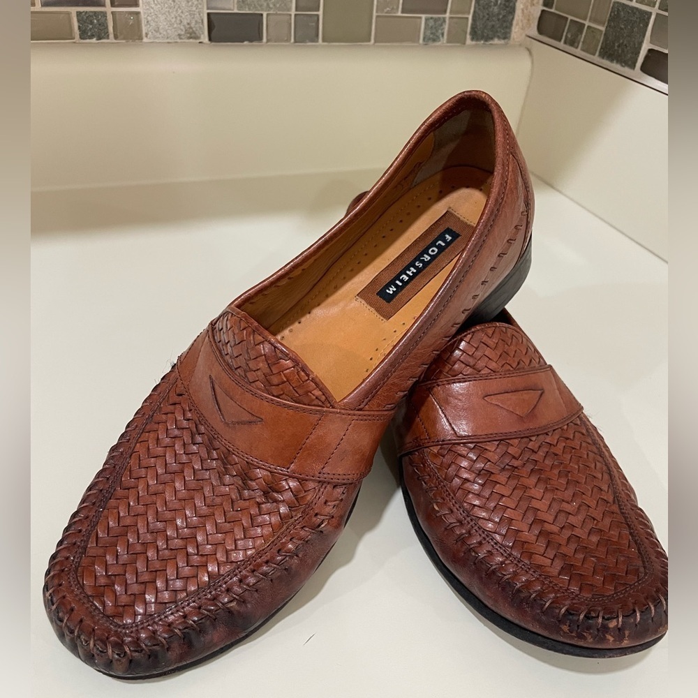 Florsheim Men's Woven Leather Loafers in Rich Brown